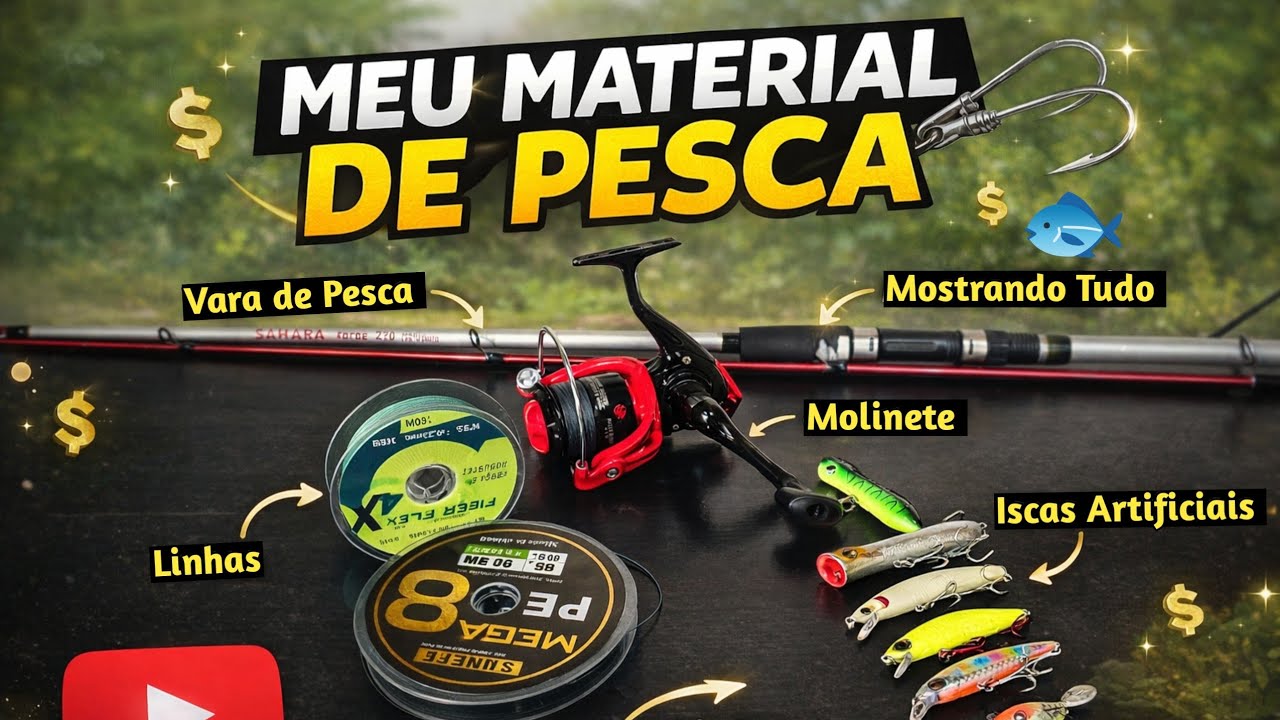 🤩 Mostrando meu MATERIAL DE PESCA ULTRA LIGHT!!!  (Molinete, Linhas, Iscas)