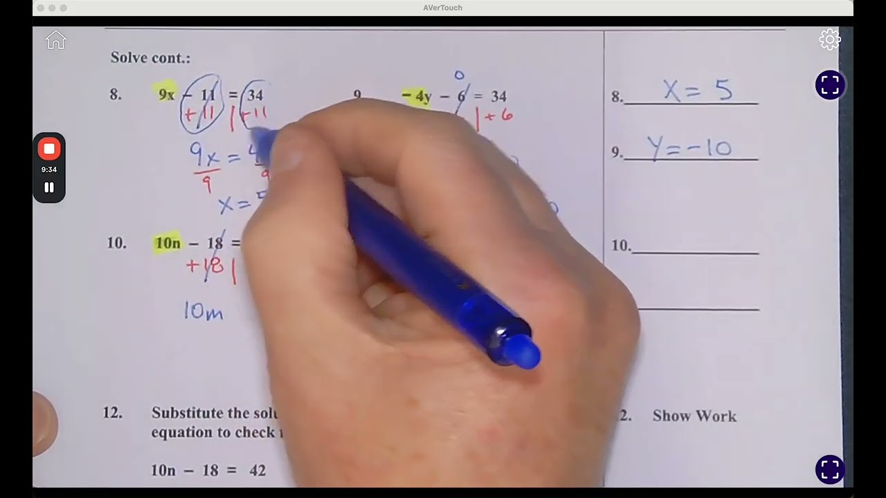 Solving Two Step Equations