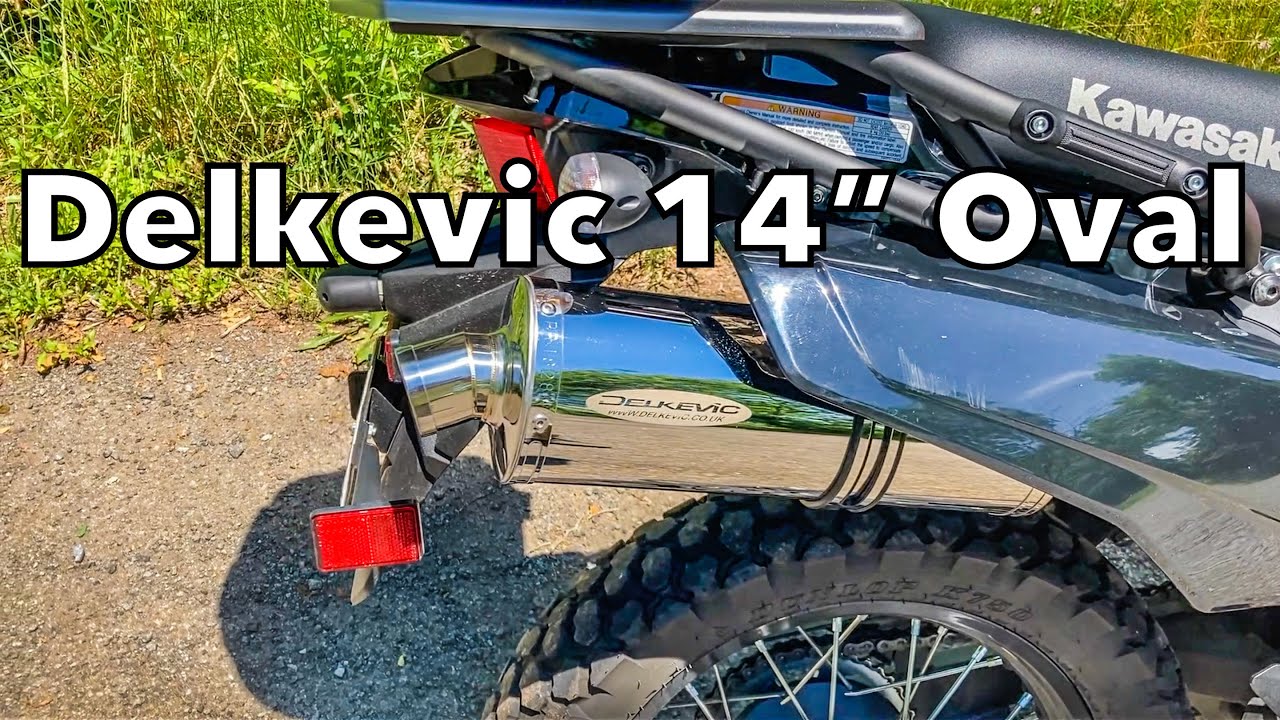 Delkevic 14" Oval Exhaust on a 2022 Kawasaki KLR 650
