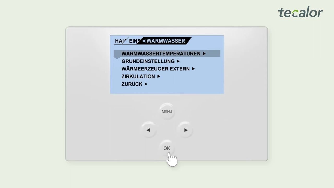 Einstellen der Warmwassertemperatur - Wärmepumpenmanager WPM