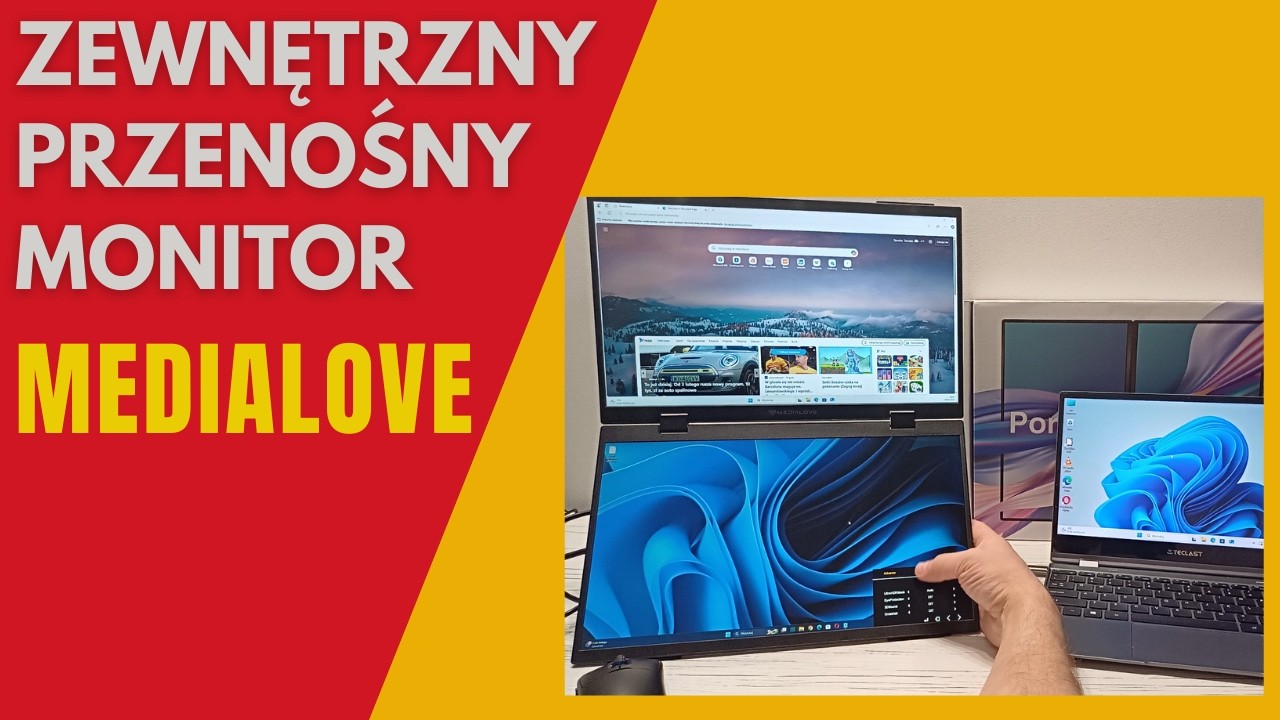Przenośny monitor dotykowy i monitor podwójny do smartfona, laptopa, tabletu - monitory Medialove.