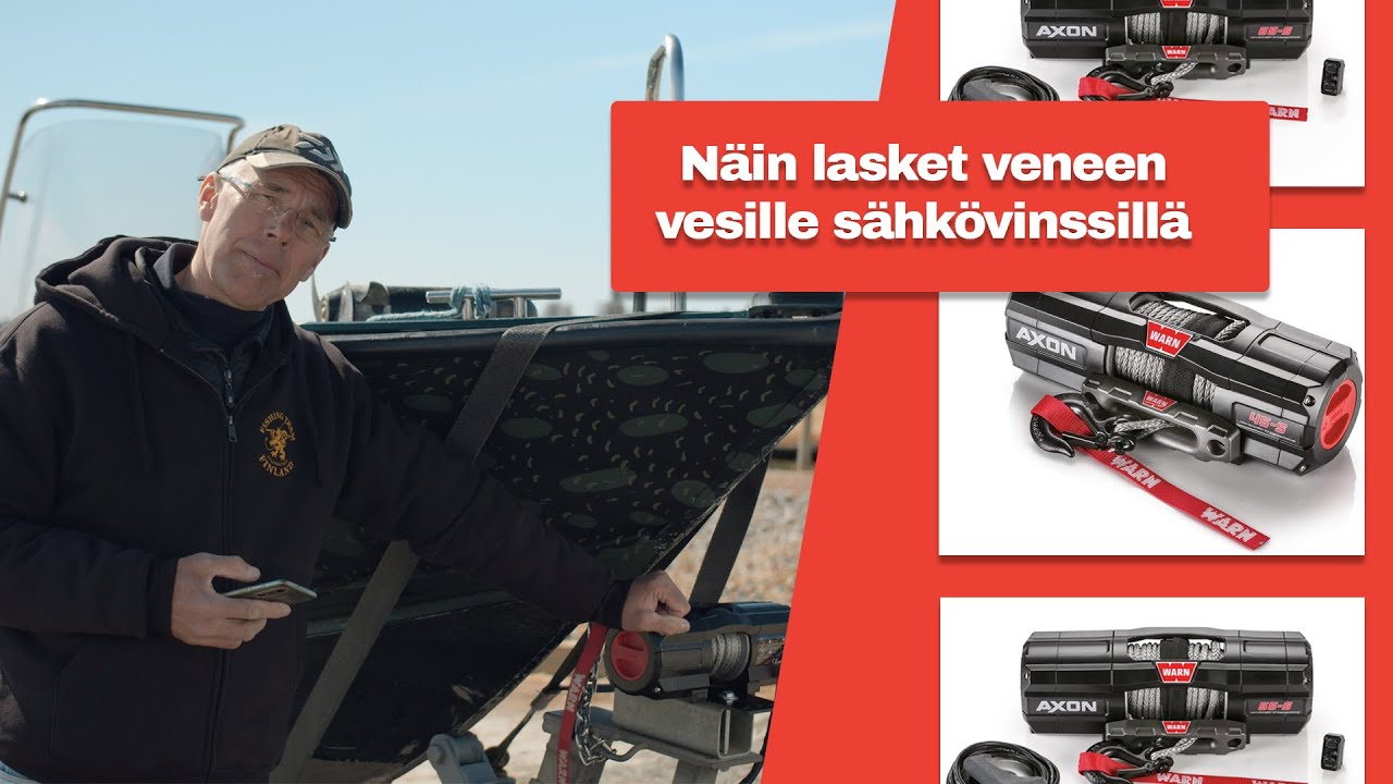 Näin ammattilainen laskee veneen vesille ja nostaa veneen trailerille sähkövinssin avulla