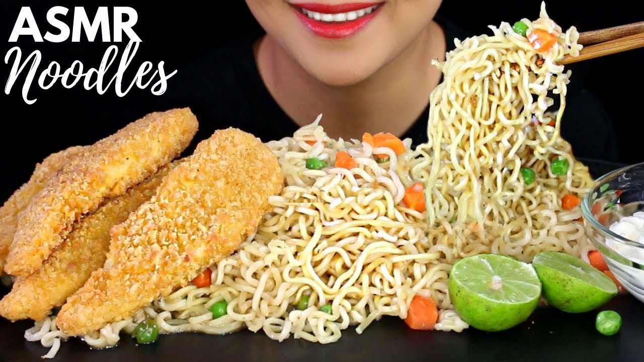 ASMR CHICKEN TENDERS and NOODLES Eating Sound MUKBANG