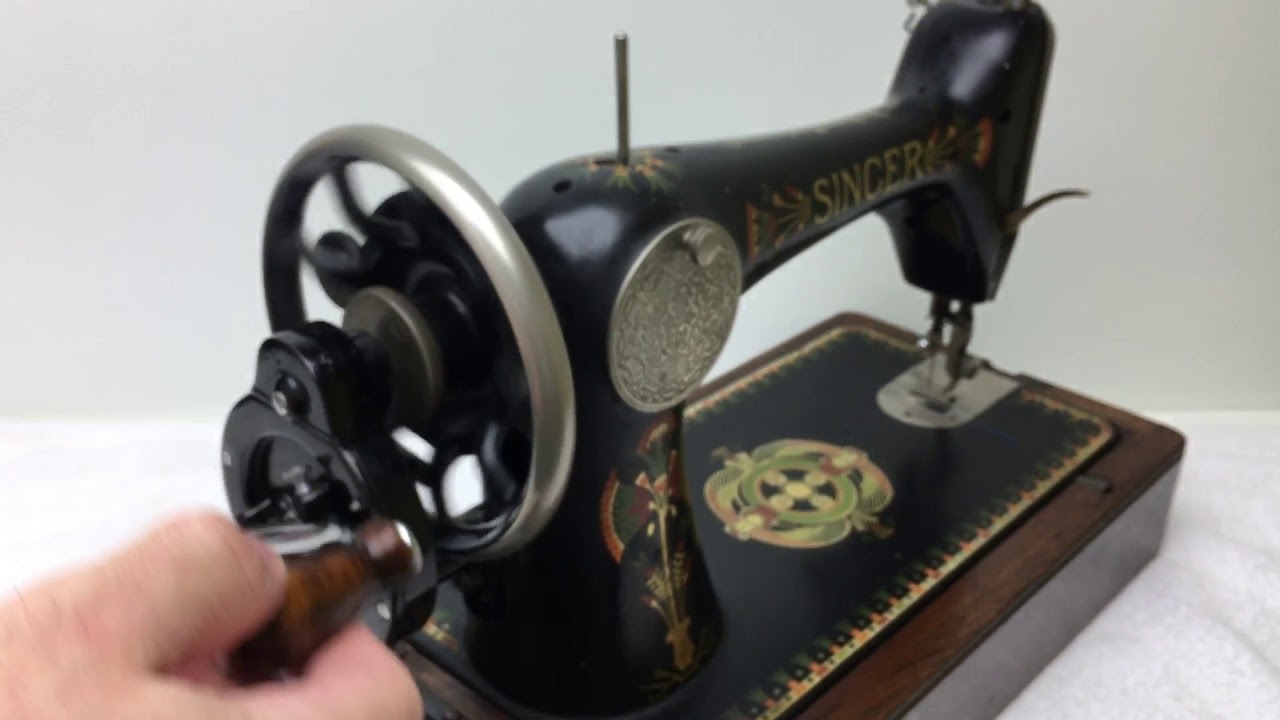 Original Vintage SINGER SIMANCO Hand Crank installation on a SINGER 66k Lotus decals