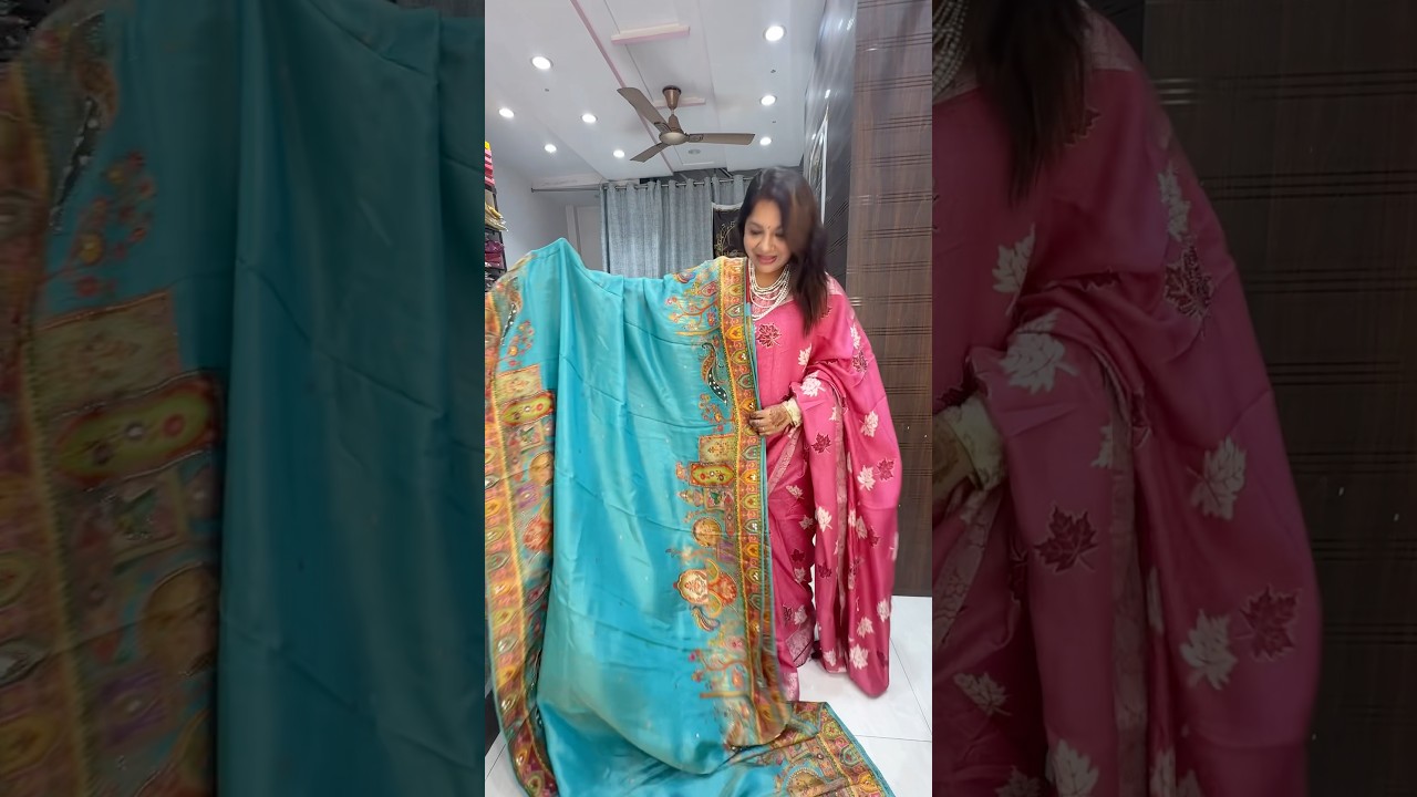 SHIMMER SILK SAREE WITH HANDWORK @ethnicwearbypriyanka3113  #shorts  #saree  #wedding  #handwork