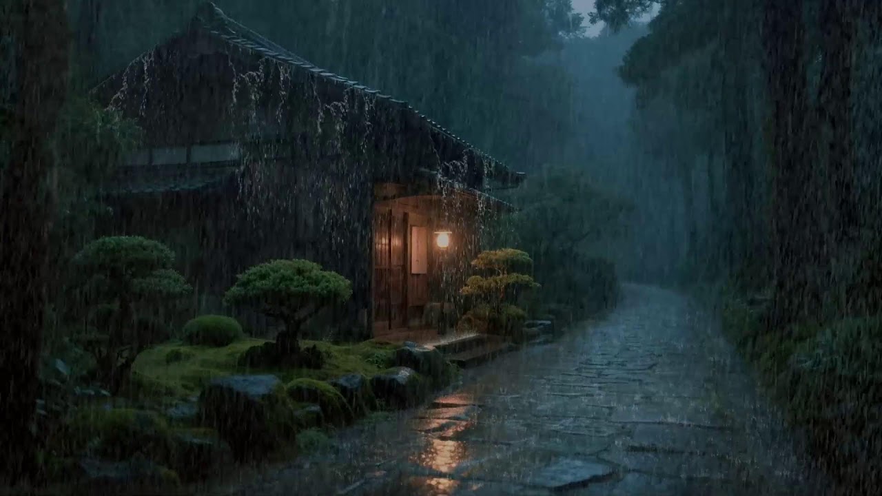 Forest Cabin Rain and Fireplace ASMR for Cozy Winter Sleep and Evening Emotional Relaxation