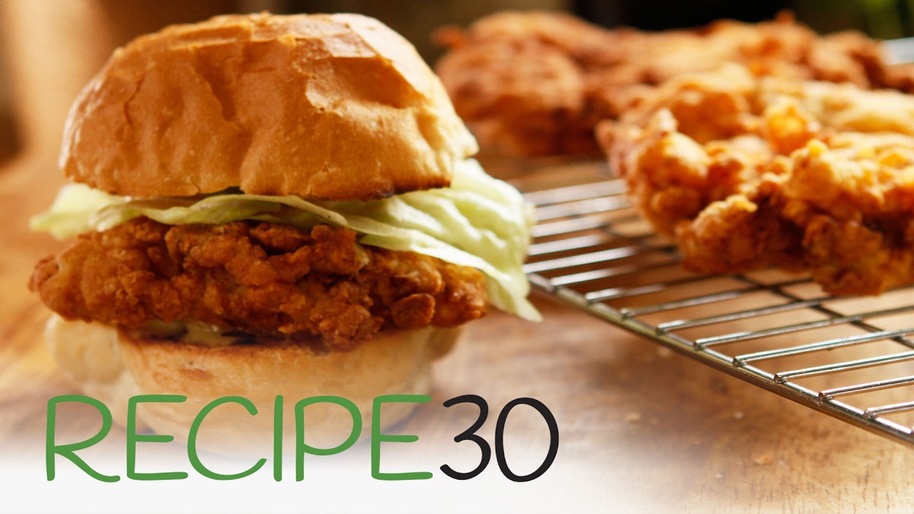 Simple Crispy Fried Chicken Burger - By RECIPE30.com