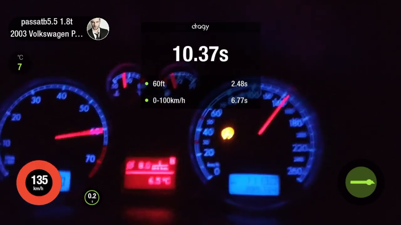 Vw Passat B5.5 1.8T K04 Hybrid - Dragy acceleration 0-100Kmh / 100-200Kmh
