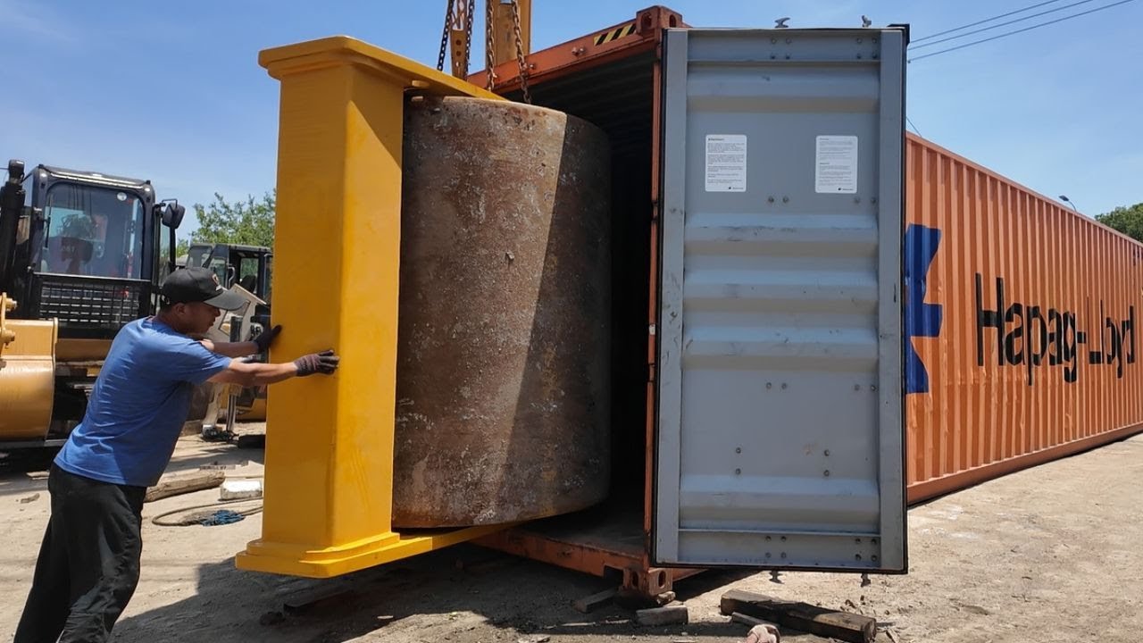 How to transport a road roller via a 40-foot container part 2