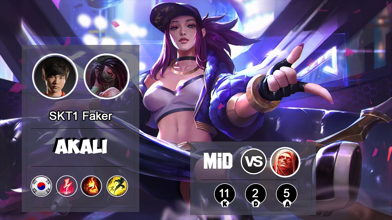SKT1 FAKER Akali MID VS Vladimir | LOL | S9 KR Challenger - Full Gameplay