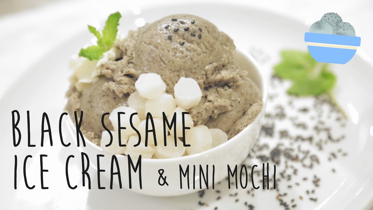 Sweet & Healthy Black Sesame Ice Cream | with Mini Mochi