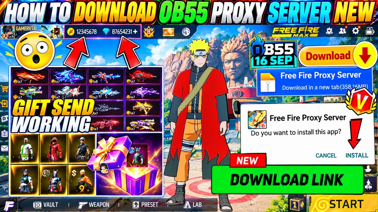 HOW TO DOWNLOAD PROXY SERVER IN FREE FIRE, HOW TO USE PROXY SERVER IN FREE FIRE, VIP PROXY SERVER