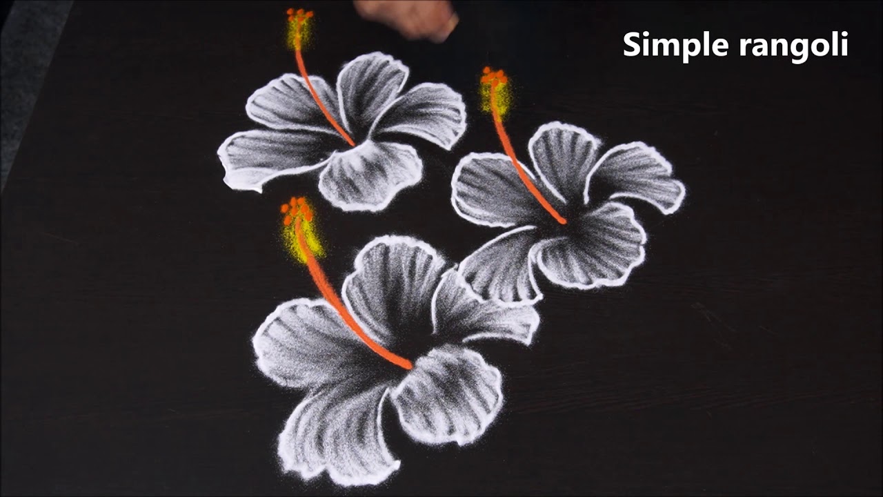 Simple White Flower Rangoli Design for Beginners | Beautiful Colours Muggulu | Easy Daily Kolam