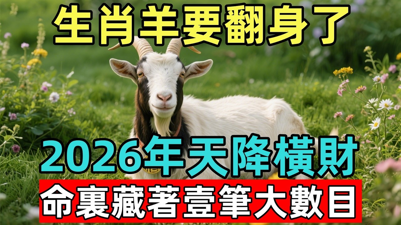 生肖羊要翻身了！2026年天降橫財，命裏藏著壹筆大數目，家有屬羊的快接福！