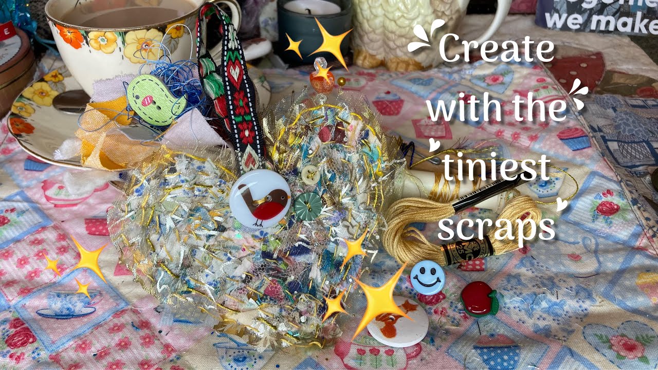 #slowstitch tiny fabric & threads scraps ♻️ hearts PROCESS VIDEO