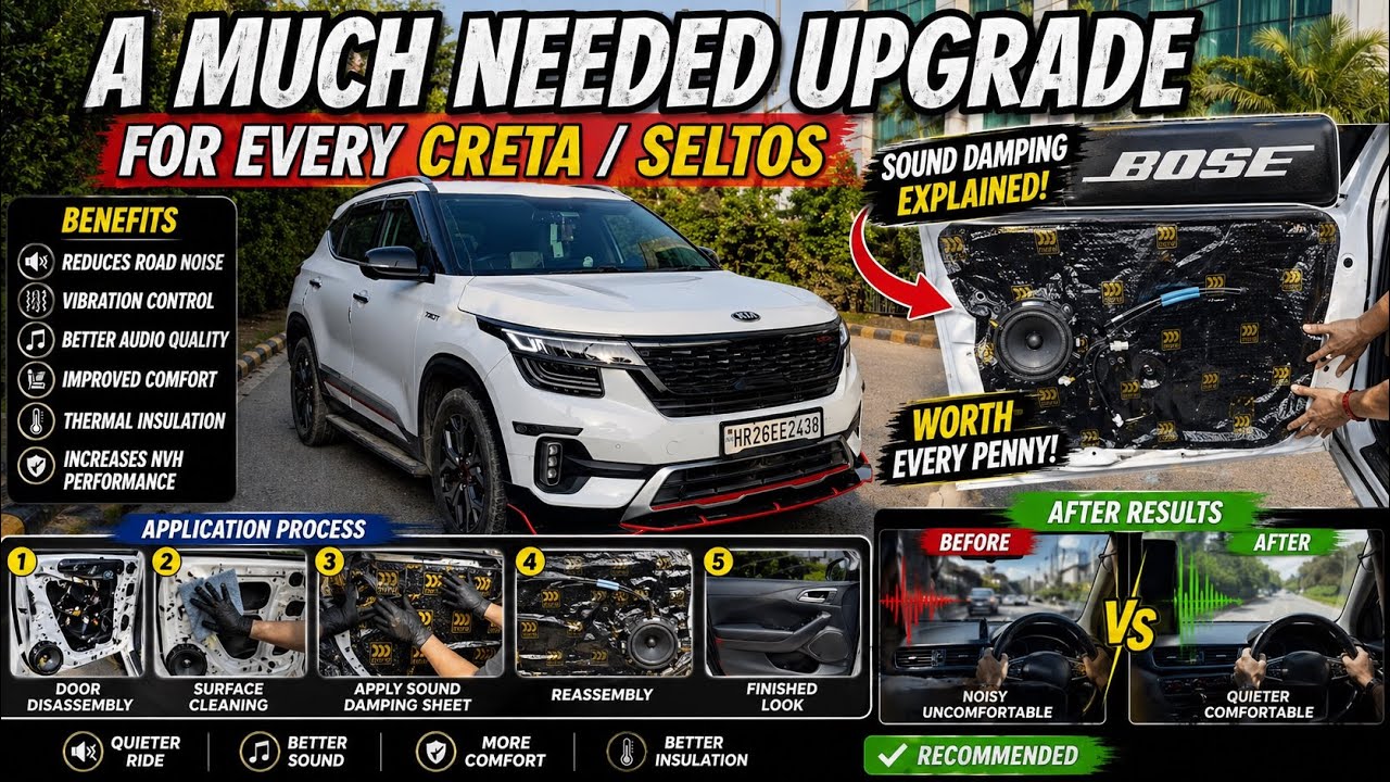 Kia Seltos Audio Upgrade|Recommended For Creta/Seltos| Sound Damping| Worth it ?|Morel gold Damping|
