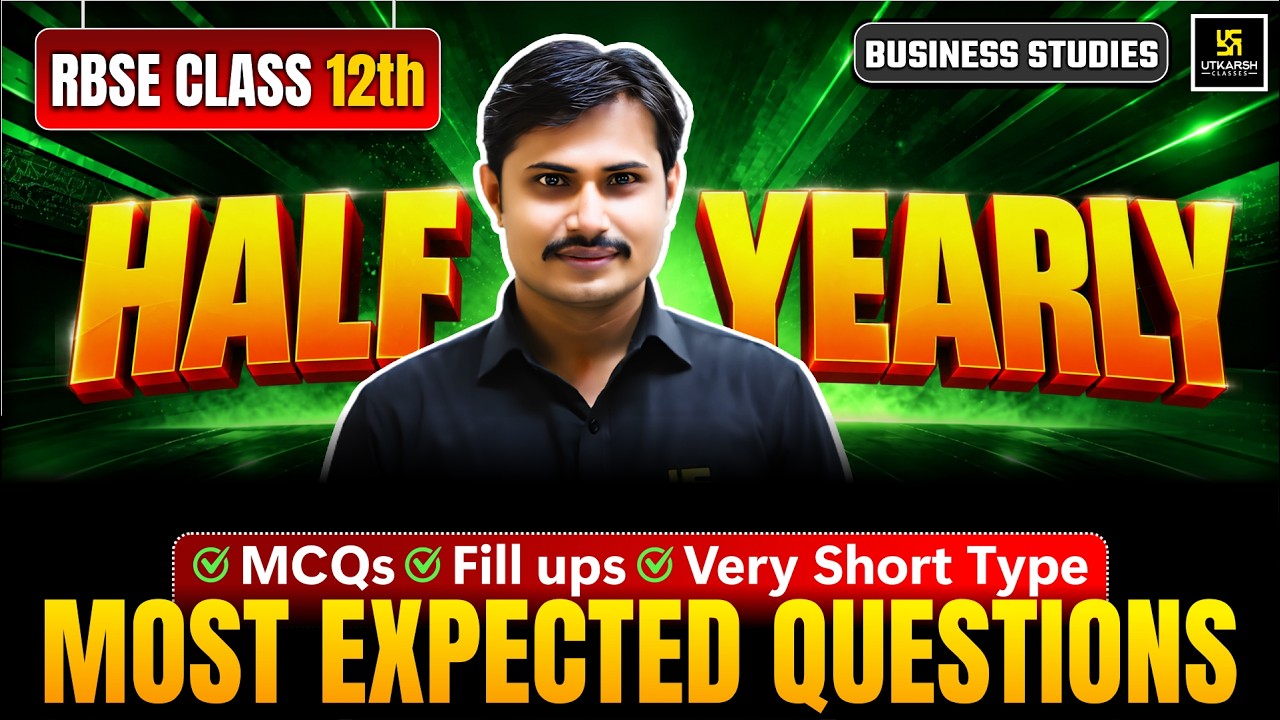 RBSE Class 12 Business Studies | Most Expected Questions Part-1 | Half Yearly Exam 2026 | Rakesh Sir