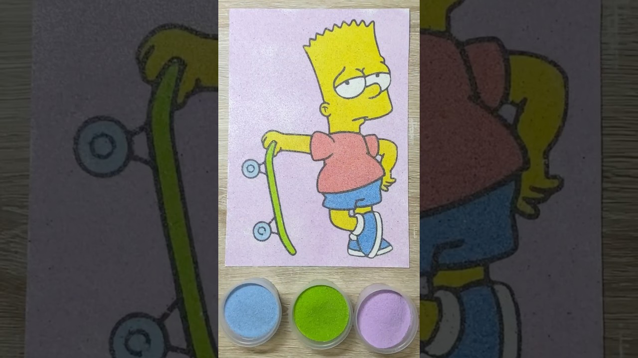 Sand painting BART SIMPSON - T&ocirc; m&agrave;u tranh c&aacute;t BART SIMPSON #heytoystv #bartsimpson #sandpainting