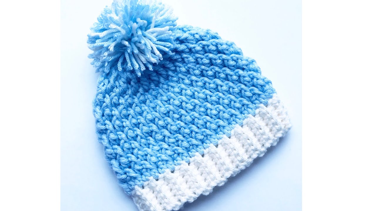Easy crochet hat for newborn baby 0 to 3 months LEFT HAND VERSION