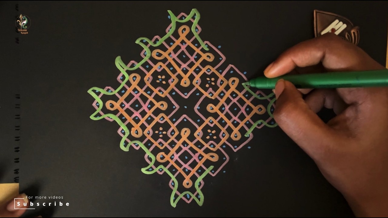 Beautiful Traditional Rangoli Kolam | Easy Color Pulli Kolam Design | Traditional South Indian Kolam