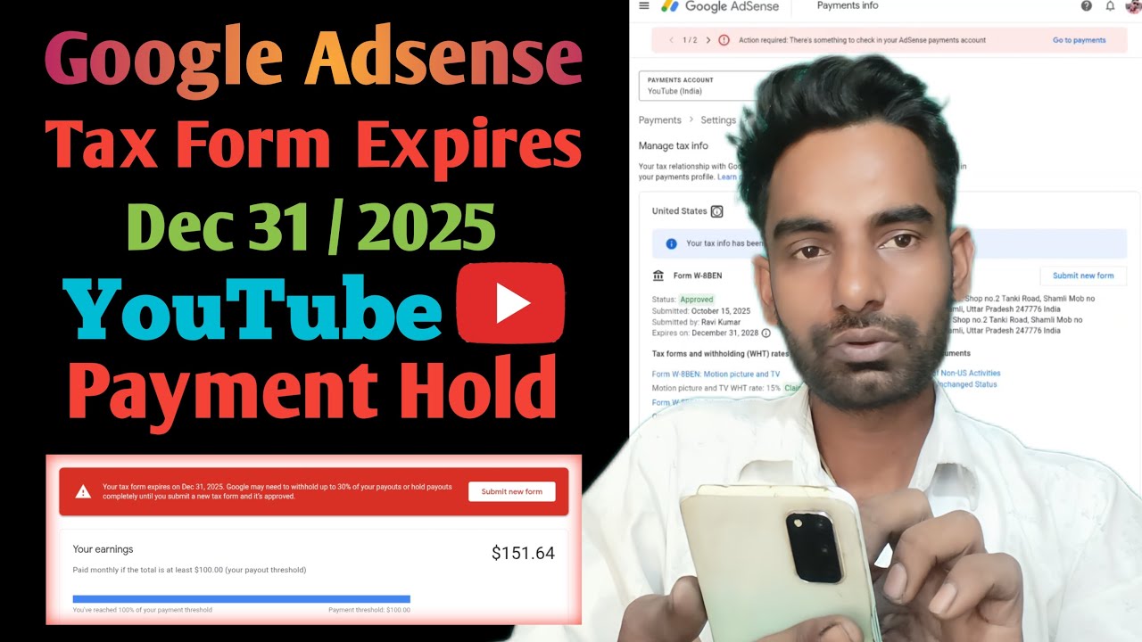 Your Tax Form Expires On Dec 31 / 2025 | How To Fill Us Tax Form In Google Adsense