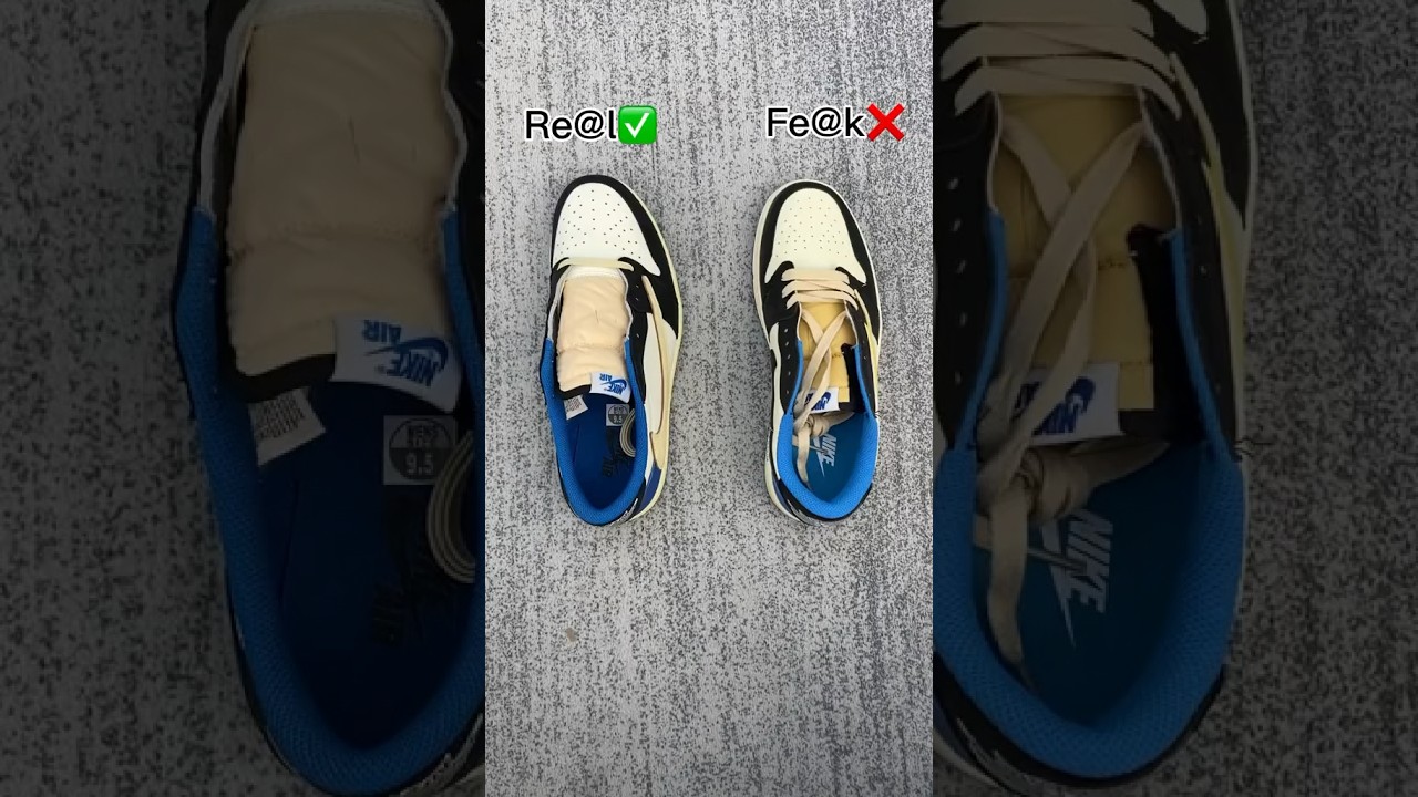 Real Vs Fake Travis Scott Fragment Jordan 1 Low 💙 #sneakerhead #sneakers #viral
