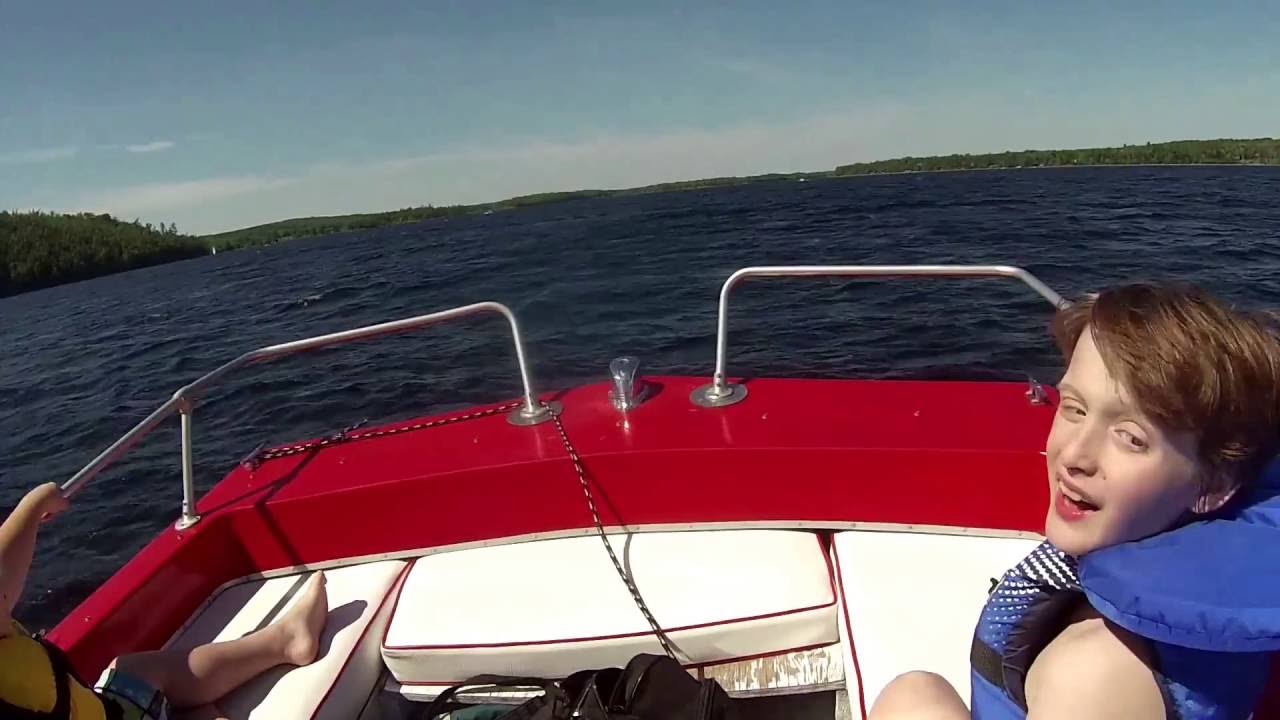 Grand Lake NS, 73' Glassmaster TriHull gunning for the launch in the chop