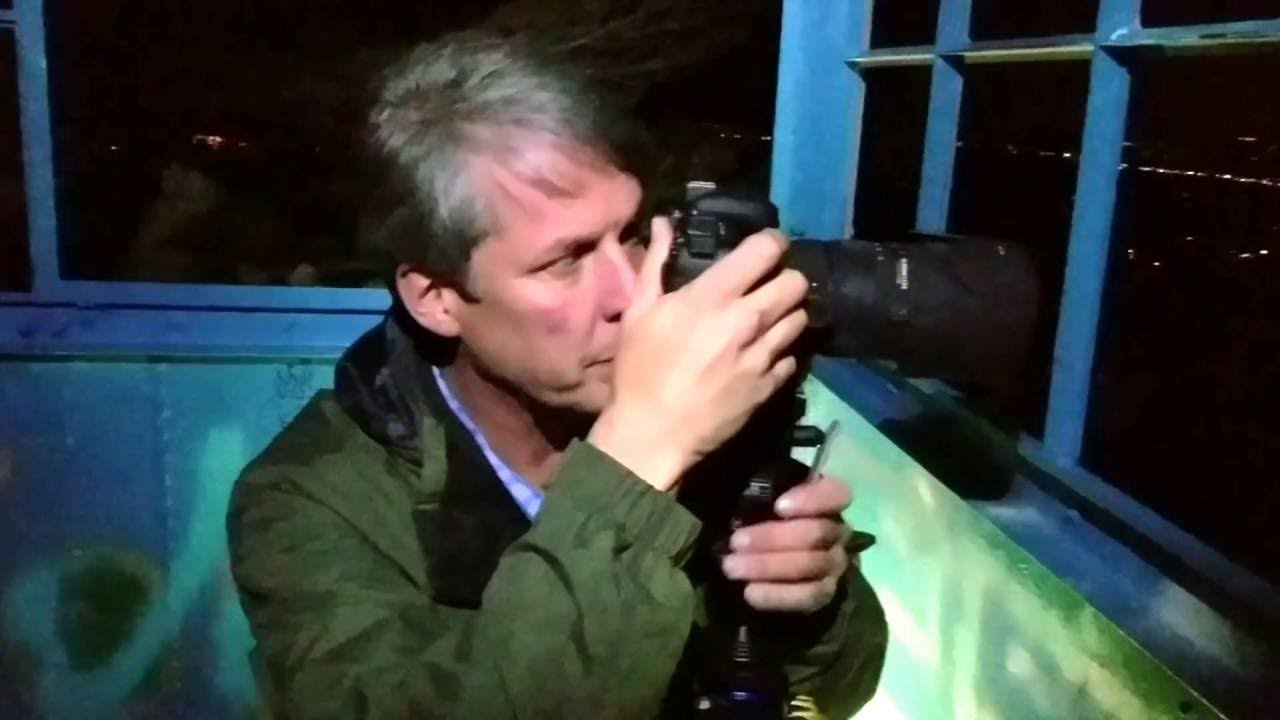 Bruce McCamish photographing Gatlinburg/Pigeon Forge fire from Bluff Mountain Fire Tower
