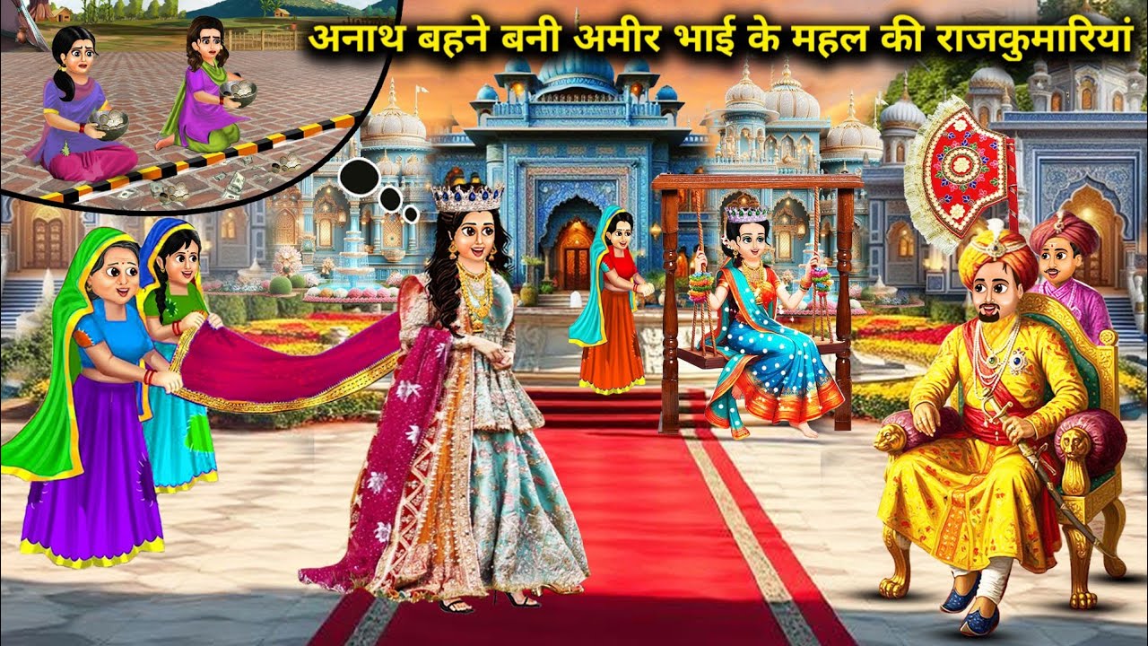 अनाथ बहनें बनी अमीर भाई के महल की राजकुमारियां || cartoon stories || Orphan sisters become princesse