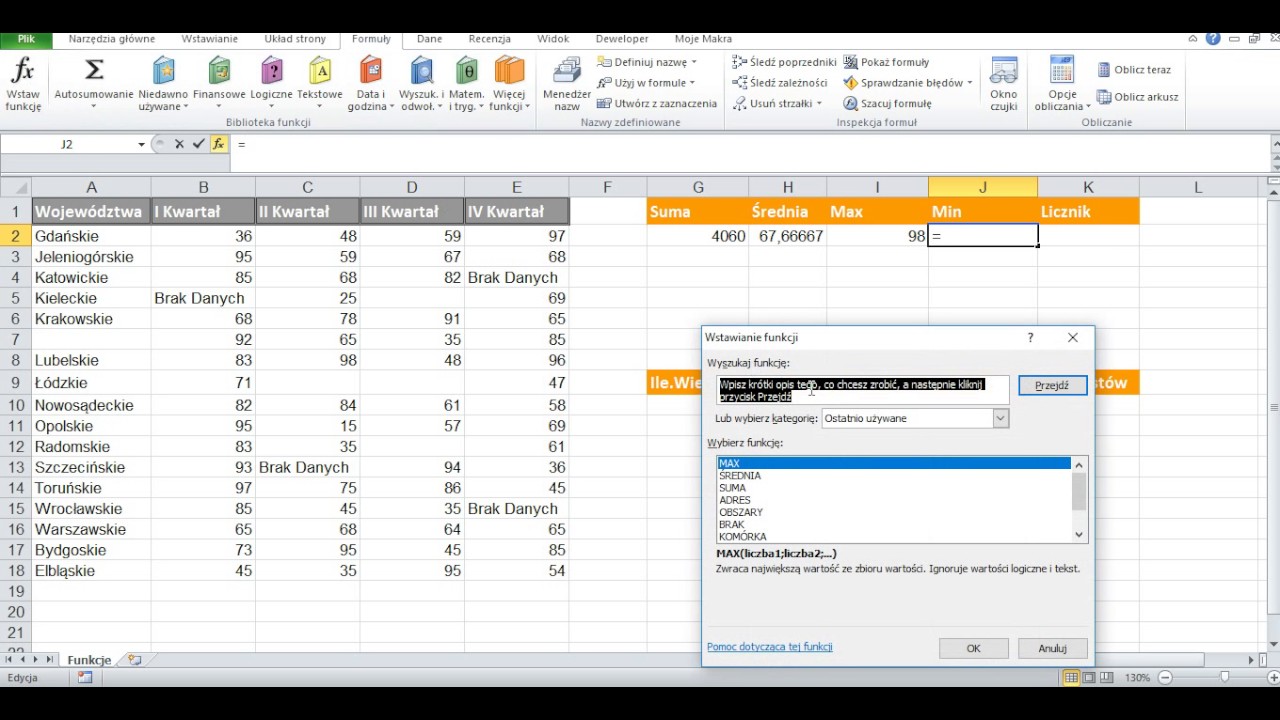 Excel - Podstawowe Funkcje