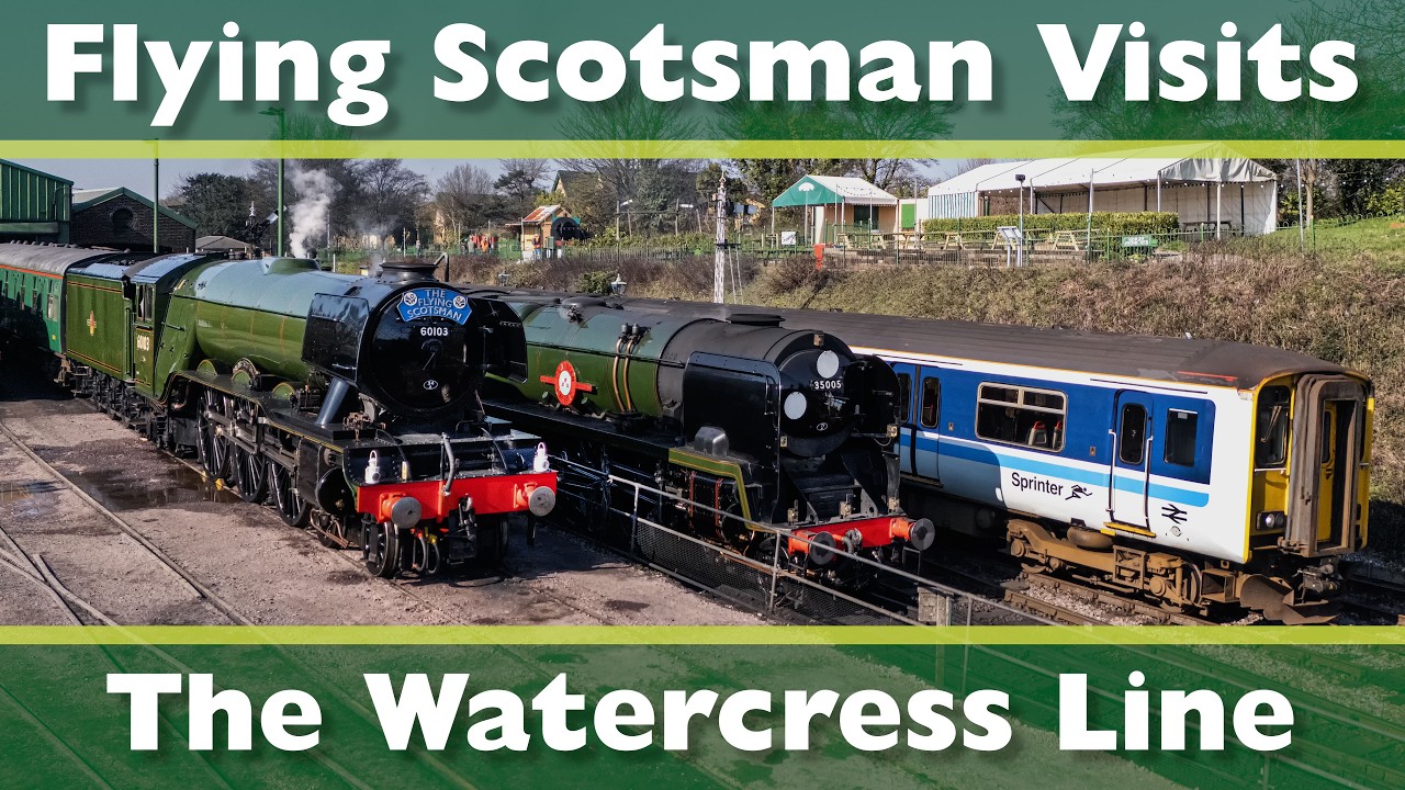 Полет самолета Flying Scotsman над железной дорогой Watercress Line - март 2026 года.