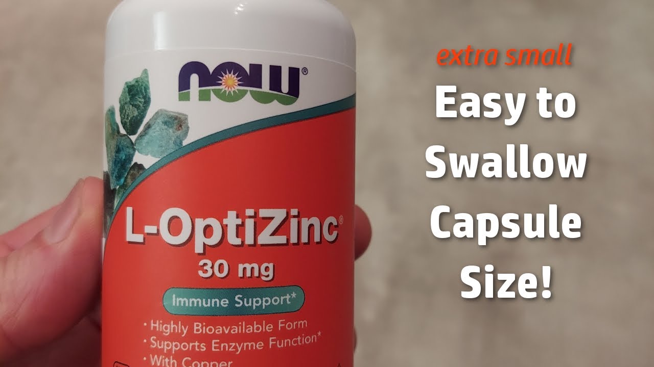 NOW Supplements, L-OptiZinc 30 mg with Copper 100 Veg Capsules (Capsule Size Check)