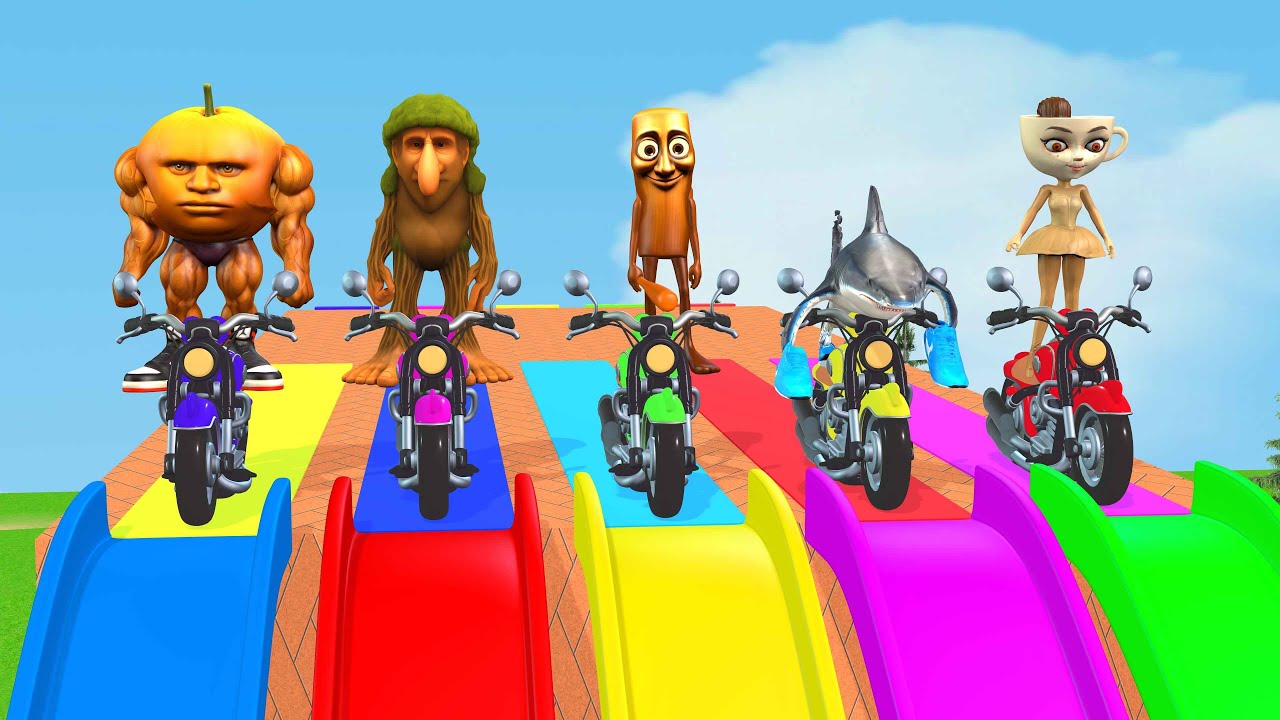 Long Slide Game With Cow Elephant Gorilla Hippopotamus Tiger 3d Animal Game Funny 3d Animals