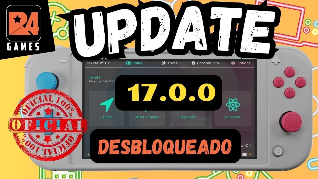 UPDATE FIRMWARE 17.0.0 OFICIAL | ATUALIZA&Ccedil;&Atilde;O NINTENDO SWITCH DESBLOQUEADO | ATMOSPHERE 17.0.0