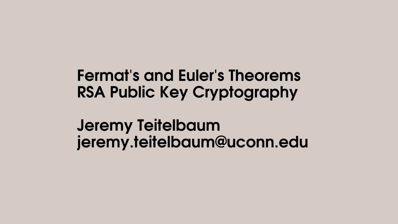 Fermat and Euler's Theorems: RSA Cryptography