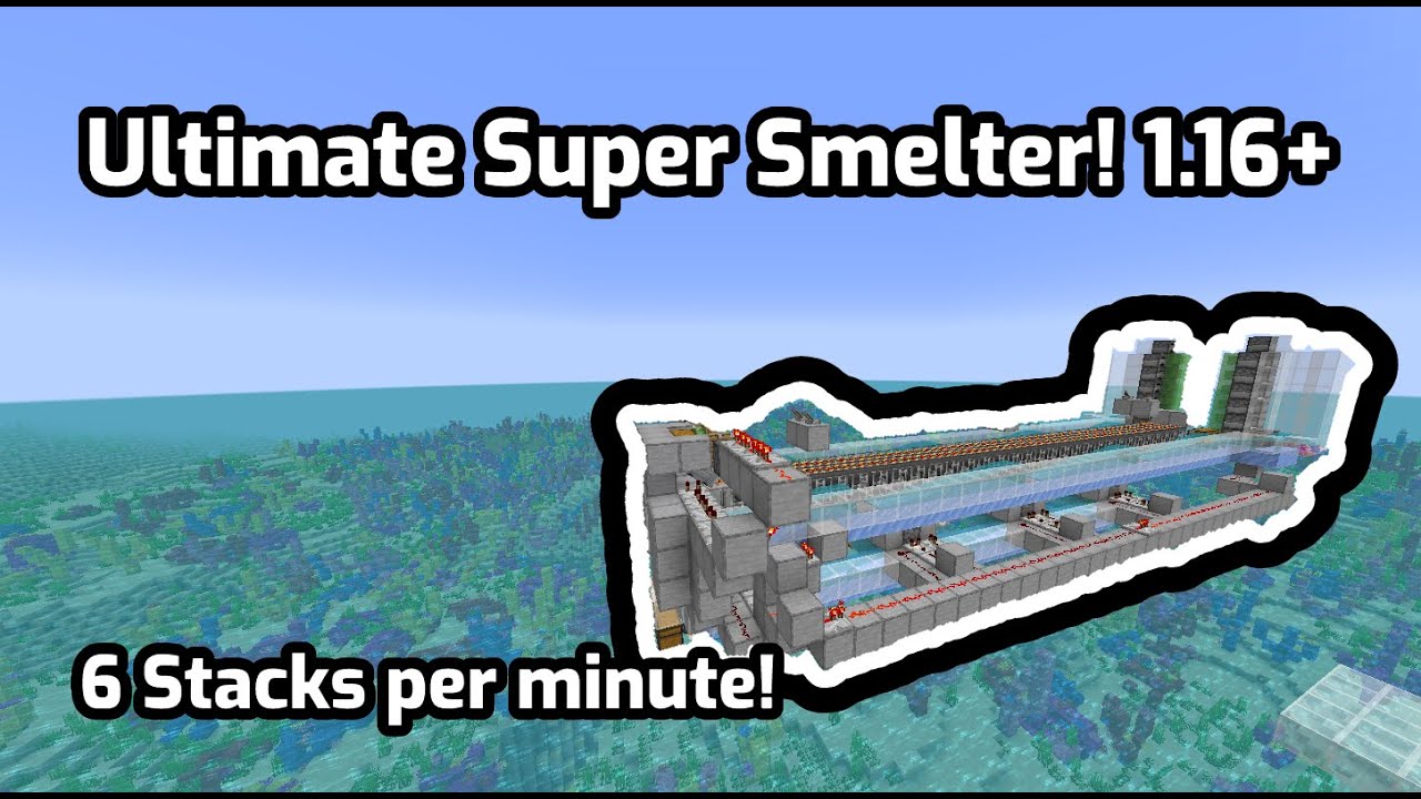 Ultimate 64 furnace super smelter for Minecraft 1.16+