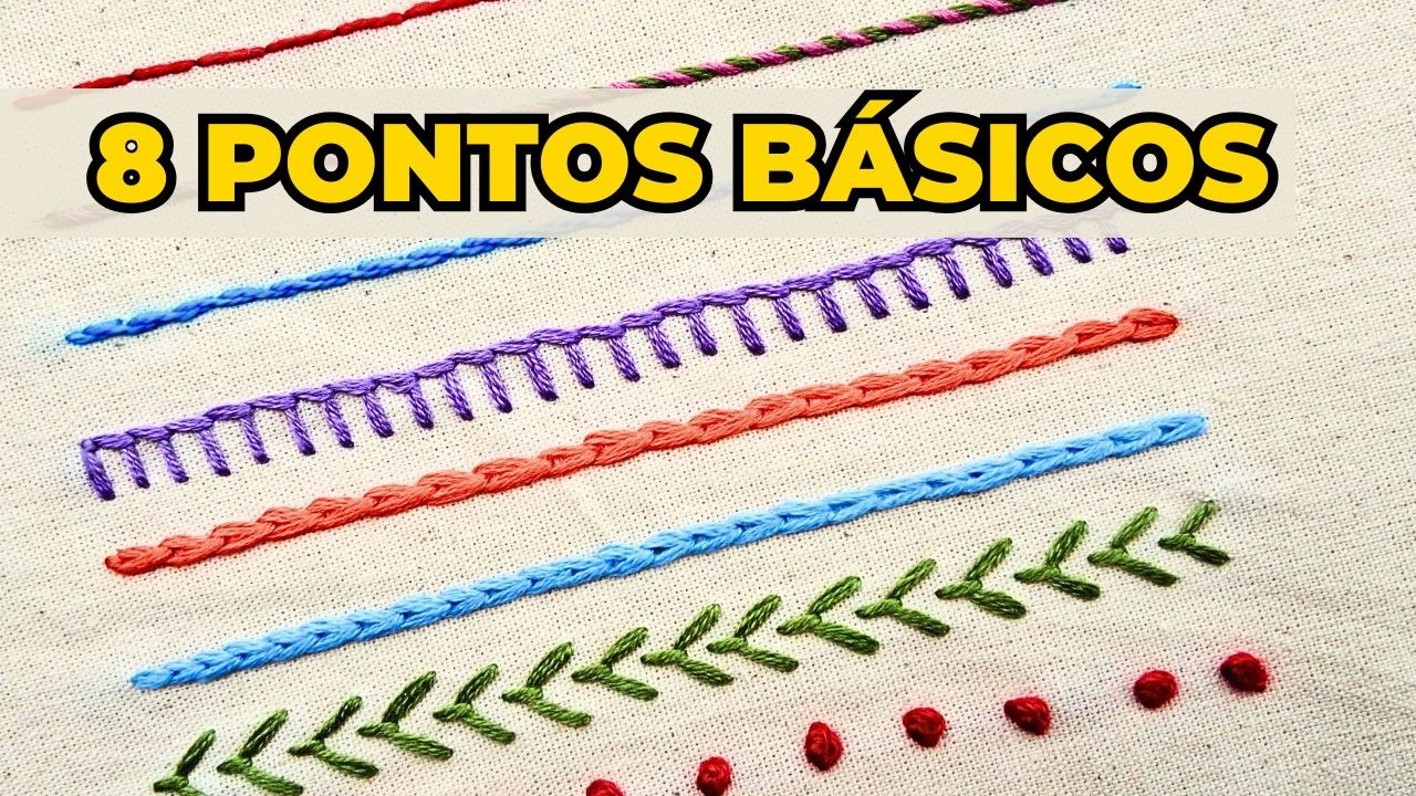 8 pontos básicos de bordado à mão para iniciantes 🌹 bordado livre