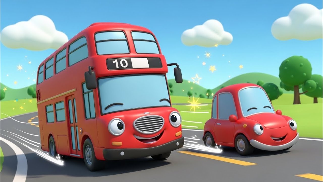 Red Car Bus 🚗🚌🎶 | Fun Kids Vehicle Song & Nursery Rhyme