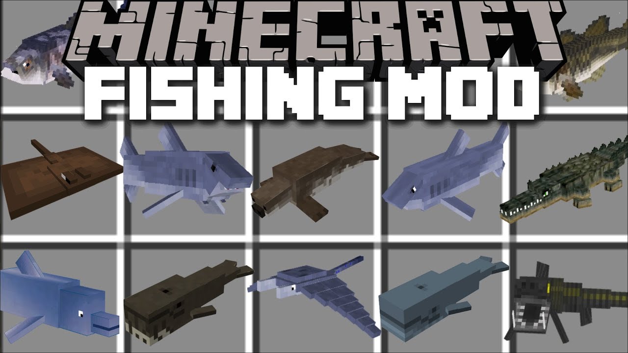 Minecraft FISH MOD / SWIM AWAY FROM SHARKS AND GIANT KILLER WHALES!! Minecraft