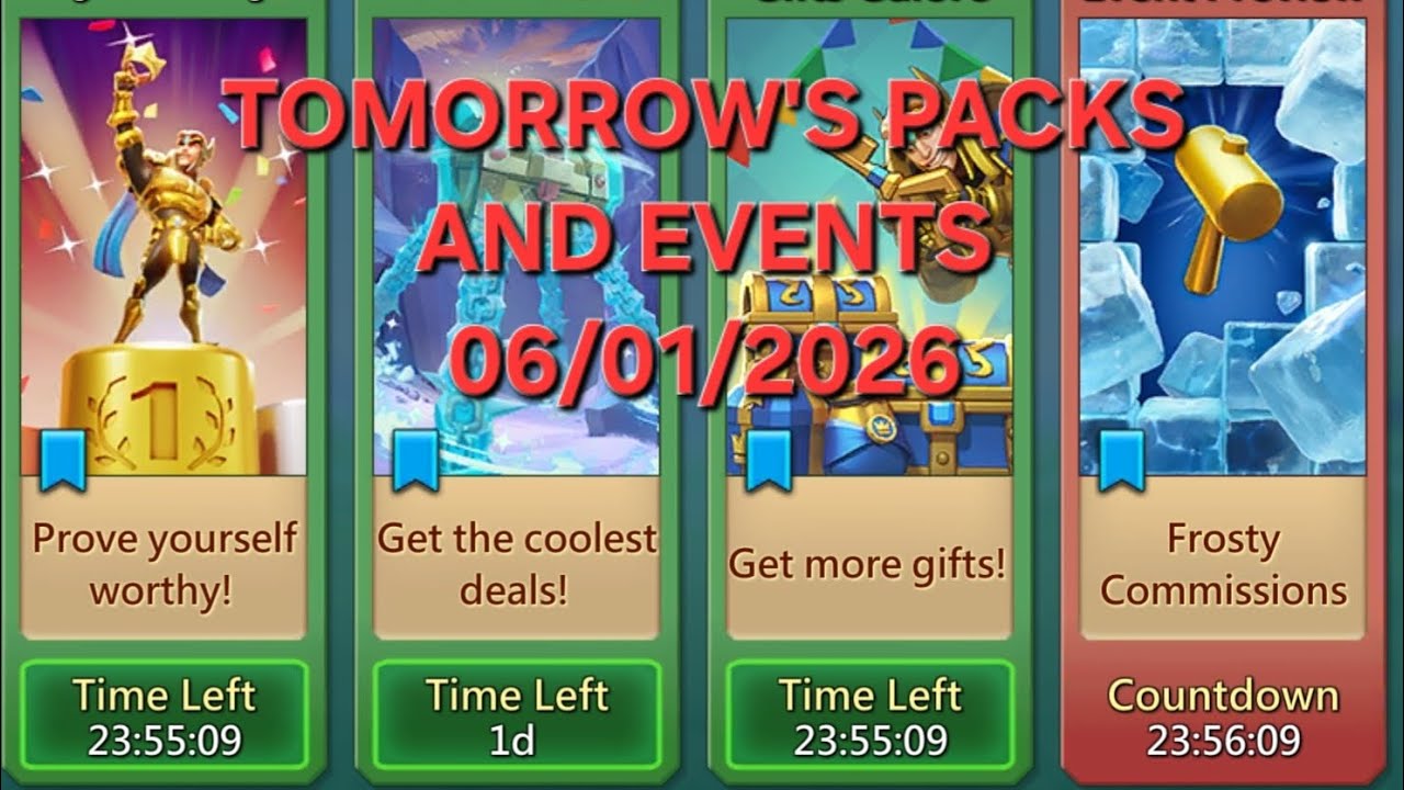Lords Mobile tomorrow's packs and events 06/01/2026!!