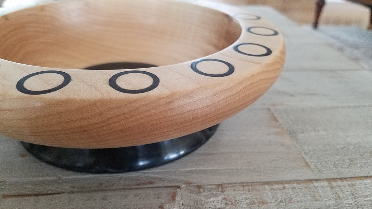 Woodturning...The Black Hole Bowl...Maple with Resin Circles Inlay #woodandresin #woodturning #inlay