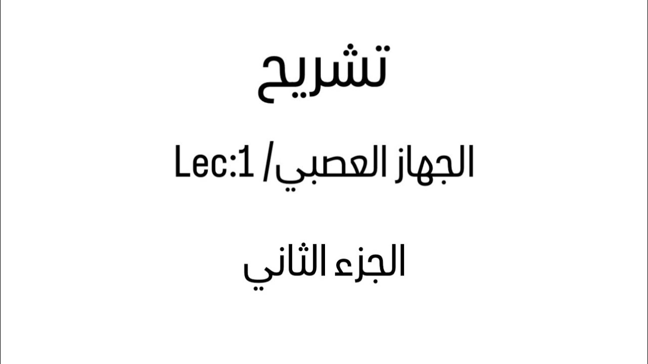 تشريح/lec1-الجهاز العصبي / الجزء الثاني/جامعة الفراهيدي