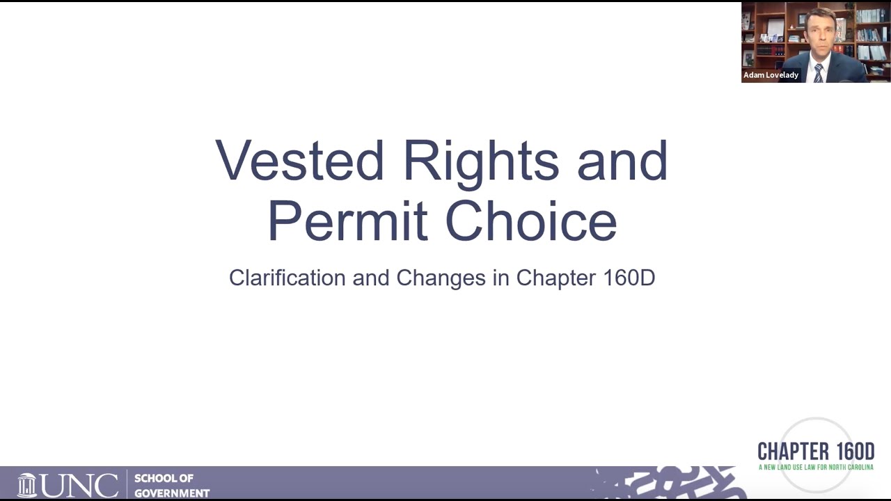 160D Vested Rights and Permit Choice