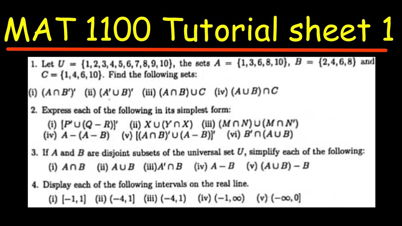 MAT 1100 2025 Tutorial sheet 1 Solutions  LIVE SESSION
