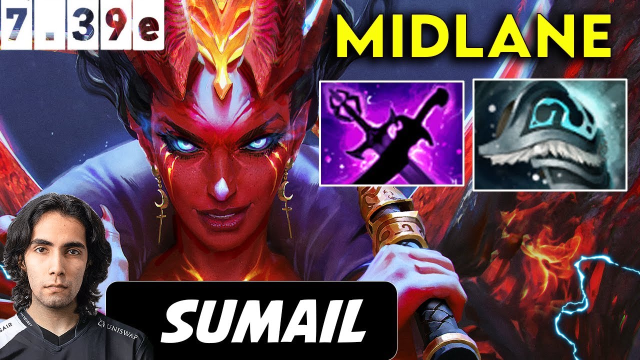 Sumail Queen Of Pain Midlane - Dota 2 patch 7.39e Pro player Gameplay