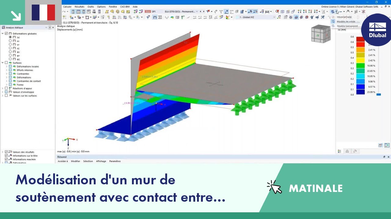 Matinale de Dlubal Software | Modélisation d'un mur de soutènement avec contact entre surfaces