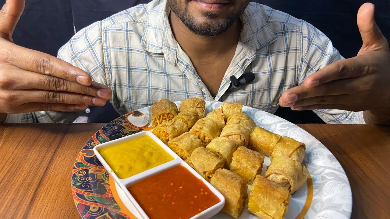 Spring Roll Eating Challenge🥵😋 | ASMR Eating Spicy Veg Spring Roll | Kurkure Spring Roll Eating
