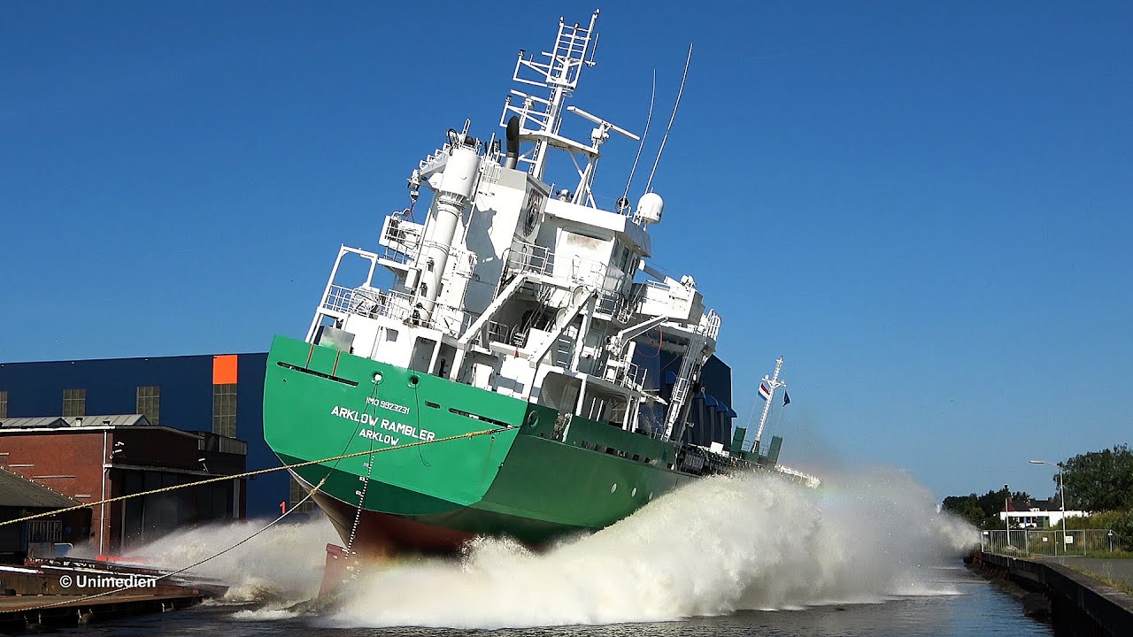 ARKLOW RAMBLER | amazing big ship launch at ROYAL BODEWES shipyard in Hoogezand | 4K-Quality-Video