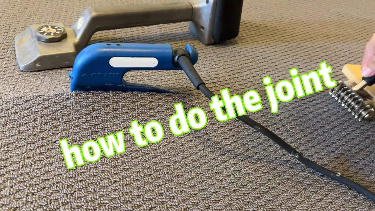 how to install carpet step 4 --seam carpet useing the heat seam iron for long seam ,cross joint