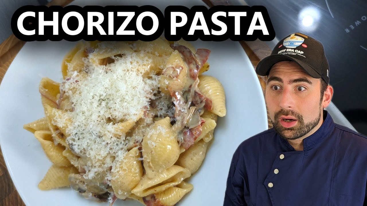 Chorizo Pasta mit Champignons.